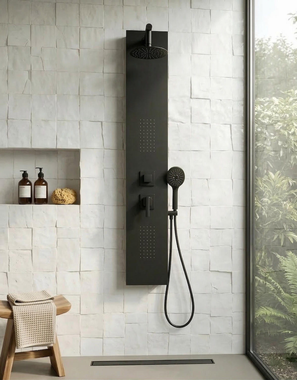 DUSCHPANEEL Milaan Schwarz Kunststoff - 20 x 130 cm - Schwarz, Kunststoff (20/130/7cm) - Badplaats