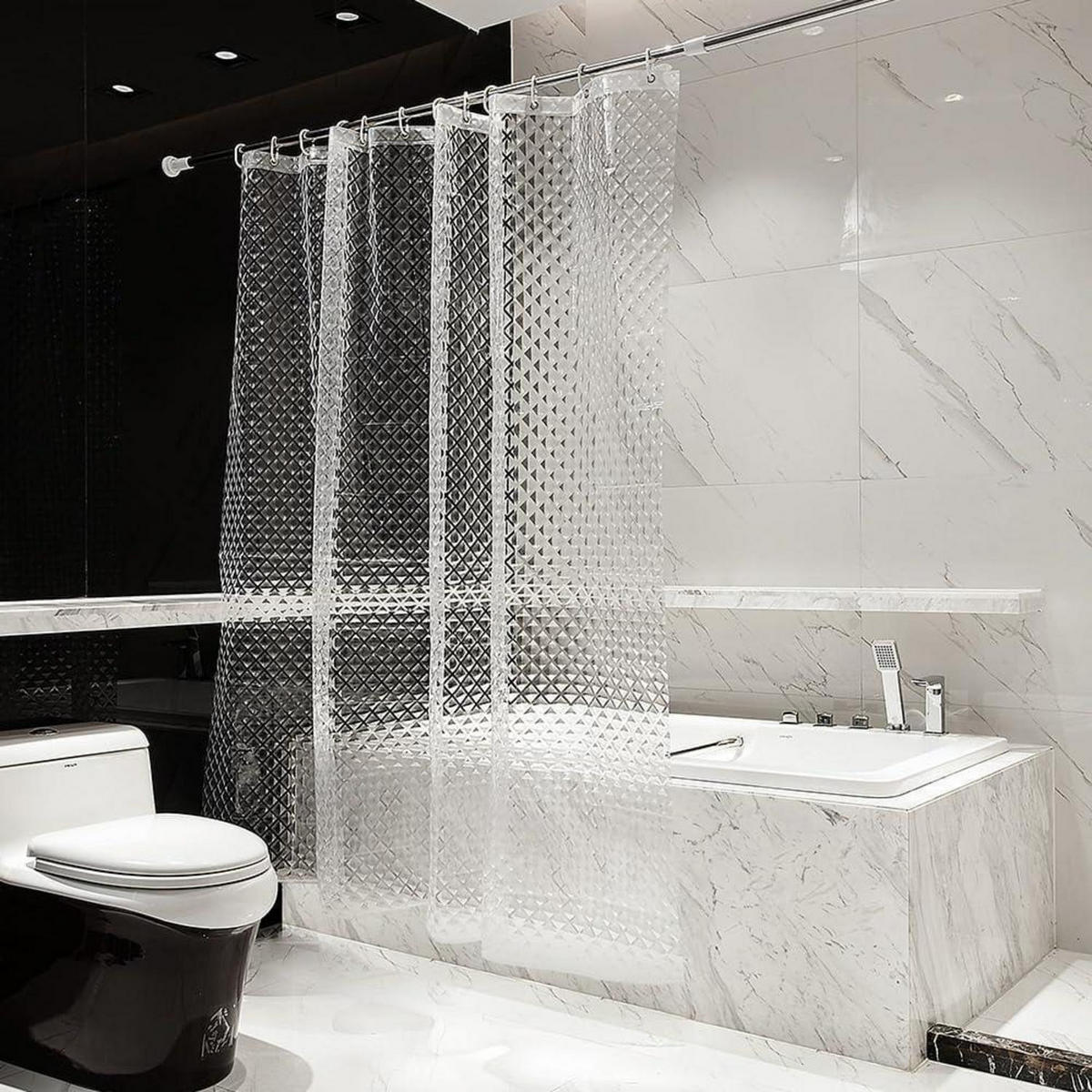 DUSCHVORHANG 3D Rhombus 180 x 180 cm Transparent - Transparent, Kunststoff (180/180cm)