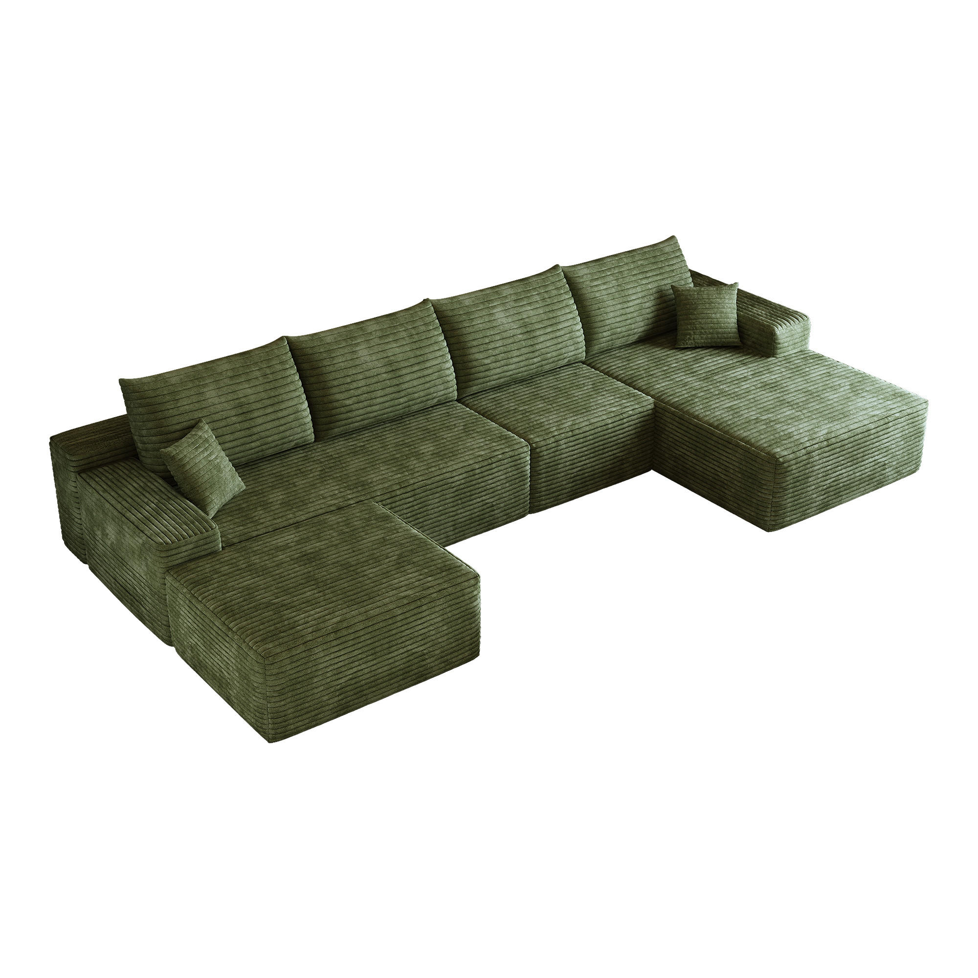 WOHNLANDSCHAFT DE-34857 U-Form 3-Sitzer Chaiselongue rechts Grün - Grün, Textil (175/83/270cm) - ComfortXL