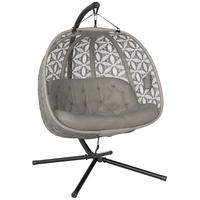HÄNGESESSEL Mit Gestell DE-07068 mit Becherhaltern, Sicherheitsgurt - Sandfarben, Metall (126/176/126cm) - ComfortXL