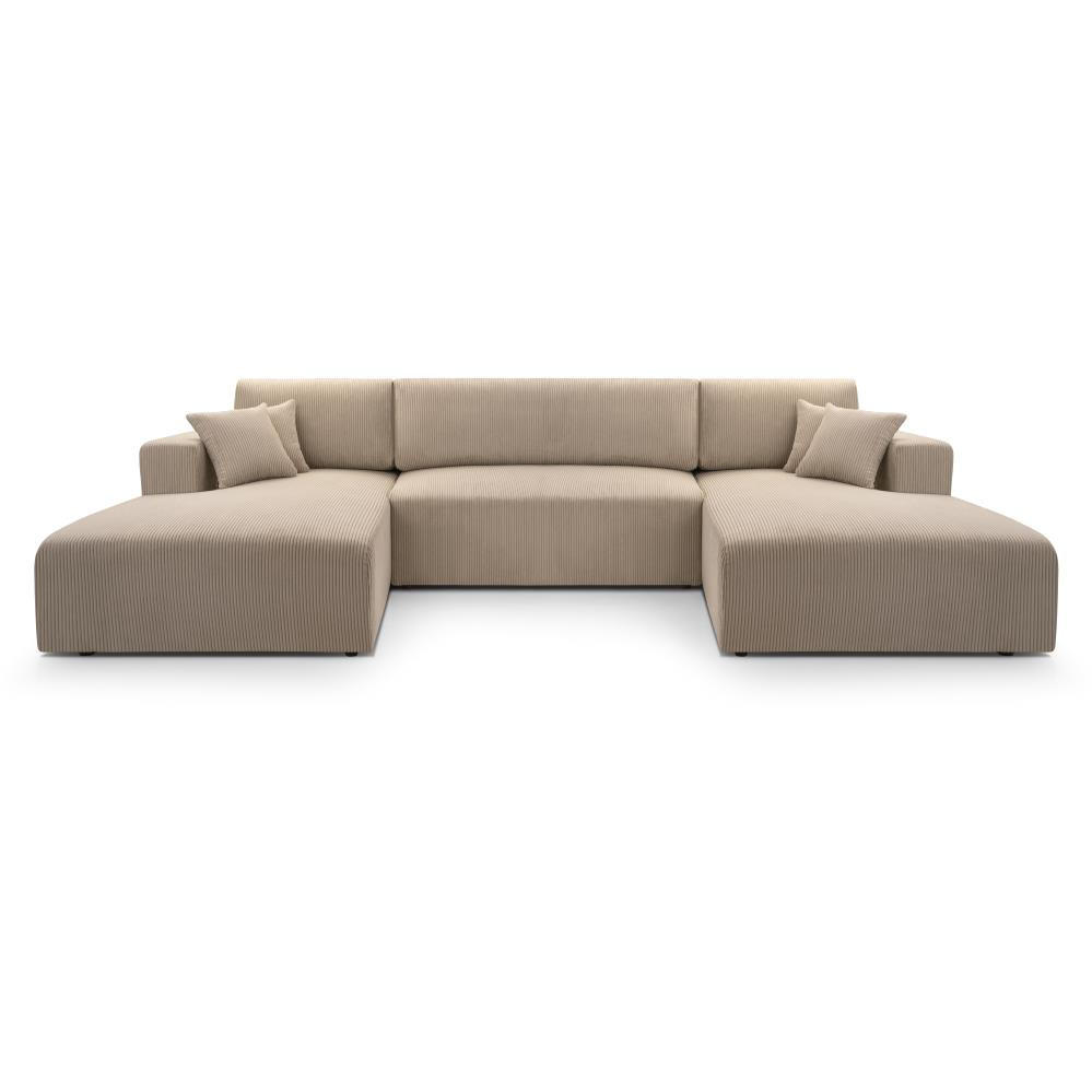 WOHNLANDSCHAFT Corso U 365 cm cappuccino - Schwarz/Cappuccino, Textil (364/84/187cm) - Beautysofa