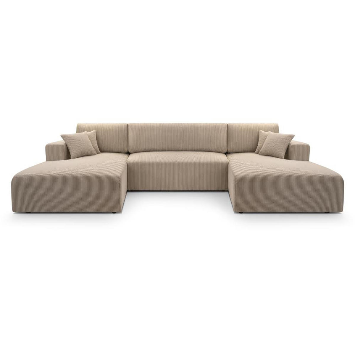 WOHNLANDSCHAFT Corso U 365 cm cappuccino - Schwarz/Cappuccino, Textil (364/84/187cm) - Beautysofa