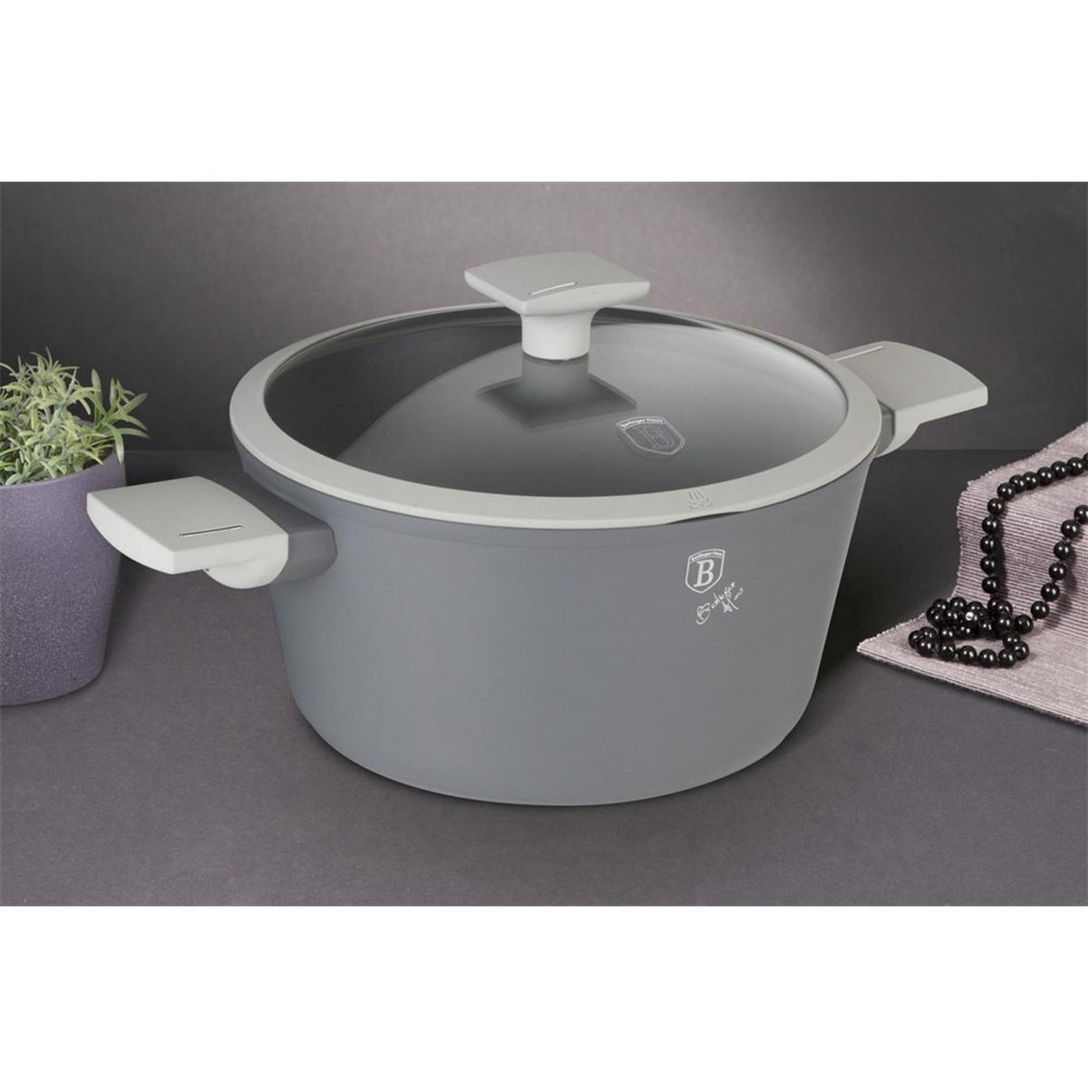 TOPF Grau 28/28/12.4 cm BH7068 - Grau, Metall (28cm) - Berlinger Haus