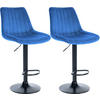 BARHOCKER 2er Set Samt Blau - Blau, Textil/Metall (49.5/91/50cm) - CLP