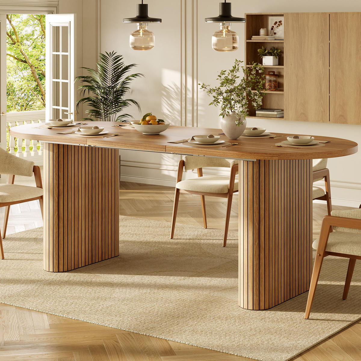ESSTISCH Ausziehbar 120-160Cm Oval Holzstruktur Natur - Braun, Metall (80/120/75.5cm) - FLIEKS