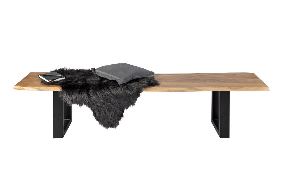 SITZBANK NOAH - Beige/Schwarz, Holz/Metall (180/47/42cm) - SAM