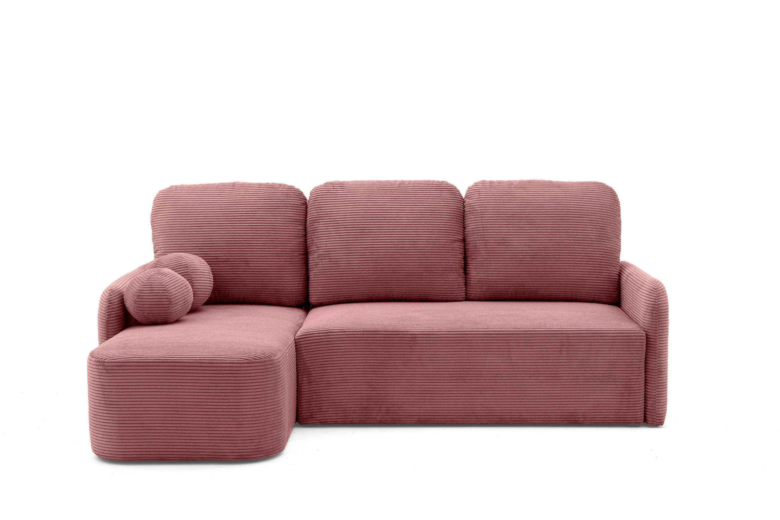 ECKSOFA CASPER L Links mit Schlaffunktion 132x198 Cord Rosa - Pink/Schwarz, Holz/Kunststoff (217/145cm) - NACANAPA
