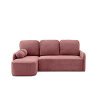 ECKSOFA CASPER L Links mit Schlaffunktion 132x198 Cord Rosa - Pink/Schwarz, Holz/Kunststoff (217/145cm) - NACANAPA
