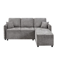 ECKSOFA 187.5/144/85.5 cm Grau Chenille mit 2 Kissen - Grau, Holz/Textil (187.5/144cm) - Oxeza
