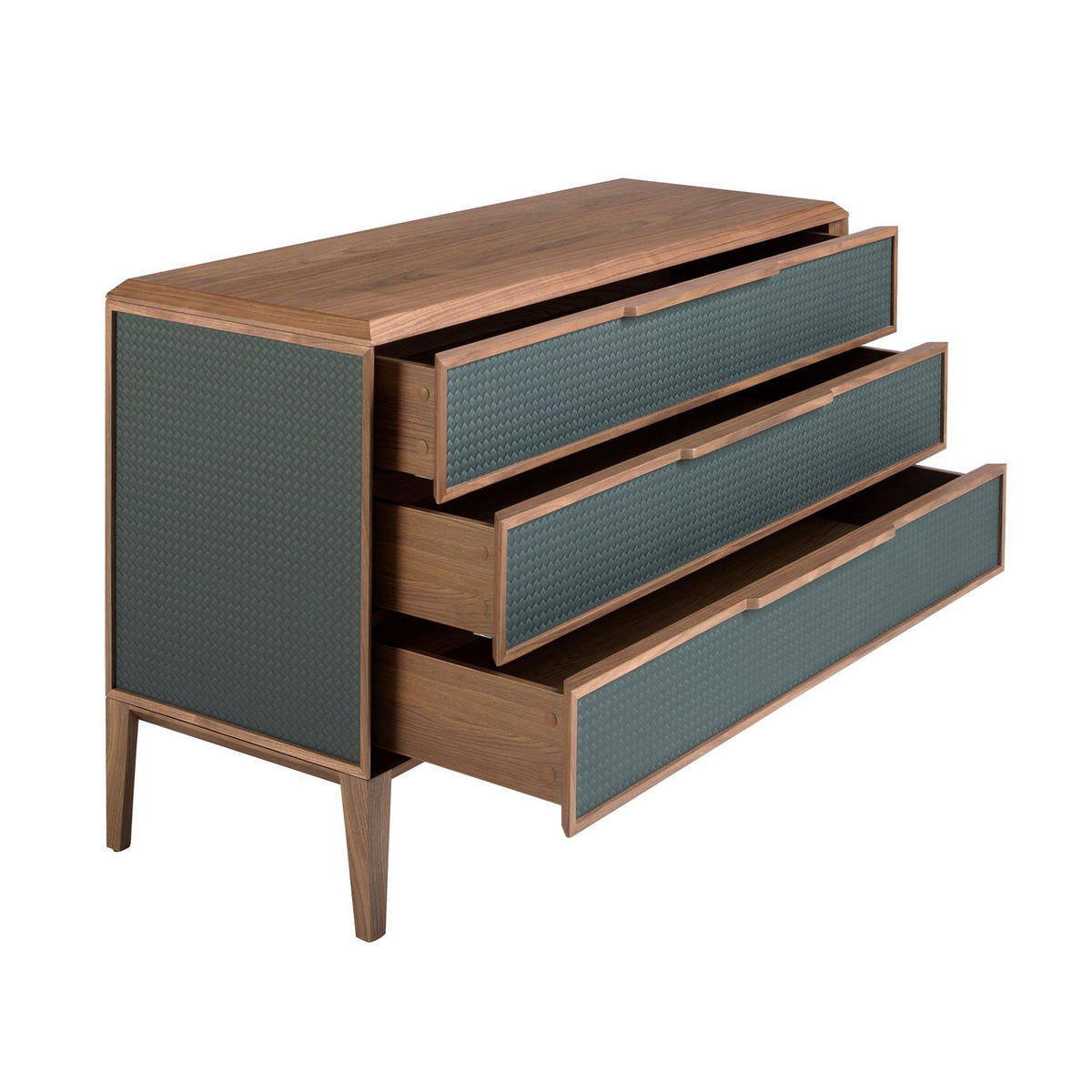 KOMMODE Kommode aus dunkelgrünem und nussbaumfarbenem PVC 119/46/75 cm - Dunkelgrün/Walnussfarben, Holz (119/75/46cm) - ANGEL CERDA