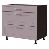 SCHUBLADENUNTERSCHRANK Bari D3/90 Lava / RAL 4009 pastellviolett 90 / 50 / 82cm Blum Teilauszug - Dunkelgrau/Violett, Holz/Holzwerkstoff (90/82/50cm) - Feldmann-Wohnen