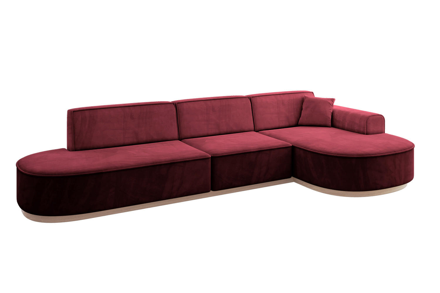 ECKSOFA Ottomane Rechts MARI-L2-v1 - 328x171x83 cm Bordeaux Velours - Bordeaux, Holzwerkstoff/Textil (171/328cm) - ALTDECOR