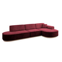 ECKSOFA Ottomane Rechts MARI-L2-v1 - 328x171x83 cm Bordeaux Velours - Bordeaux, Holzwerkstoff/Textil (171/328cm) - ALTDECOR