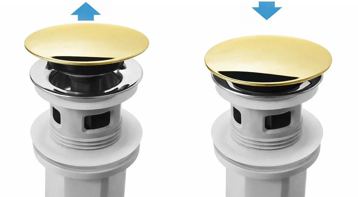 WASCHBECKEN-SIPHON Klik-klak Universal Rea Flow Gold - Goldfarben, Metall (6.6/11.8/93cm) - REA
