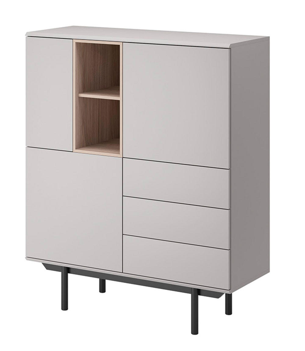 HIGHBOARD Inox grau / Jackson Hickory 100 / 40 / 121cm - Braun/Grau, Holzwerkstoff (100/121/40cm) - Feldmann-Wohnen