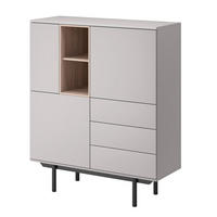 HIGHBOARD Inox grau / Jackson Hickory 100 / 40 / 121cm - Braun/Grau, Holzwerkstoff (100/121/40cm) - Feldmann-Wohnen