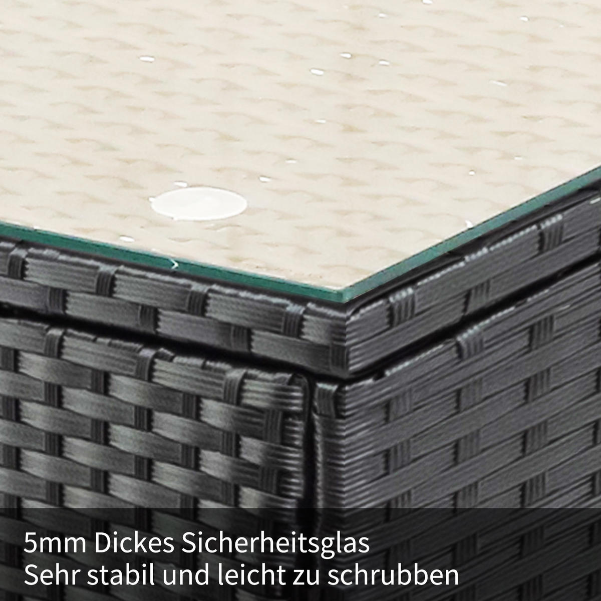 LOUNGESET Schwarz Poly Rattan Mit Sitzkissen & Glastisch - Schwarz, Metall - FLIEKS