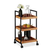 SERVIERWAGEN - Hellbraun, Holz/Textil (37/69.5/34cm) - Relaxdays