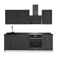 KÜCHENZEILE Fame-Line, Anthrazit-Gold Landhaus/Weiß, 230 cm ohne Arbeitsplatte - Anthrazit/Weiß, Holzwerkstoff (230/206.8/51.6cm) - Vicco