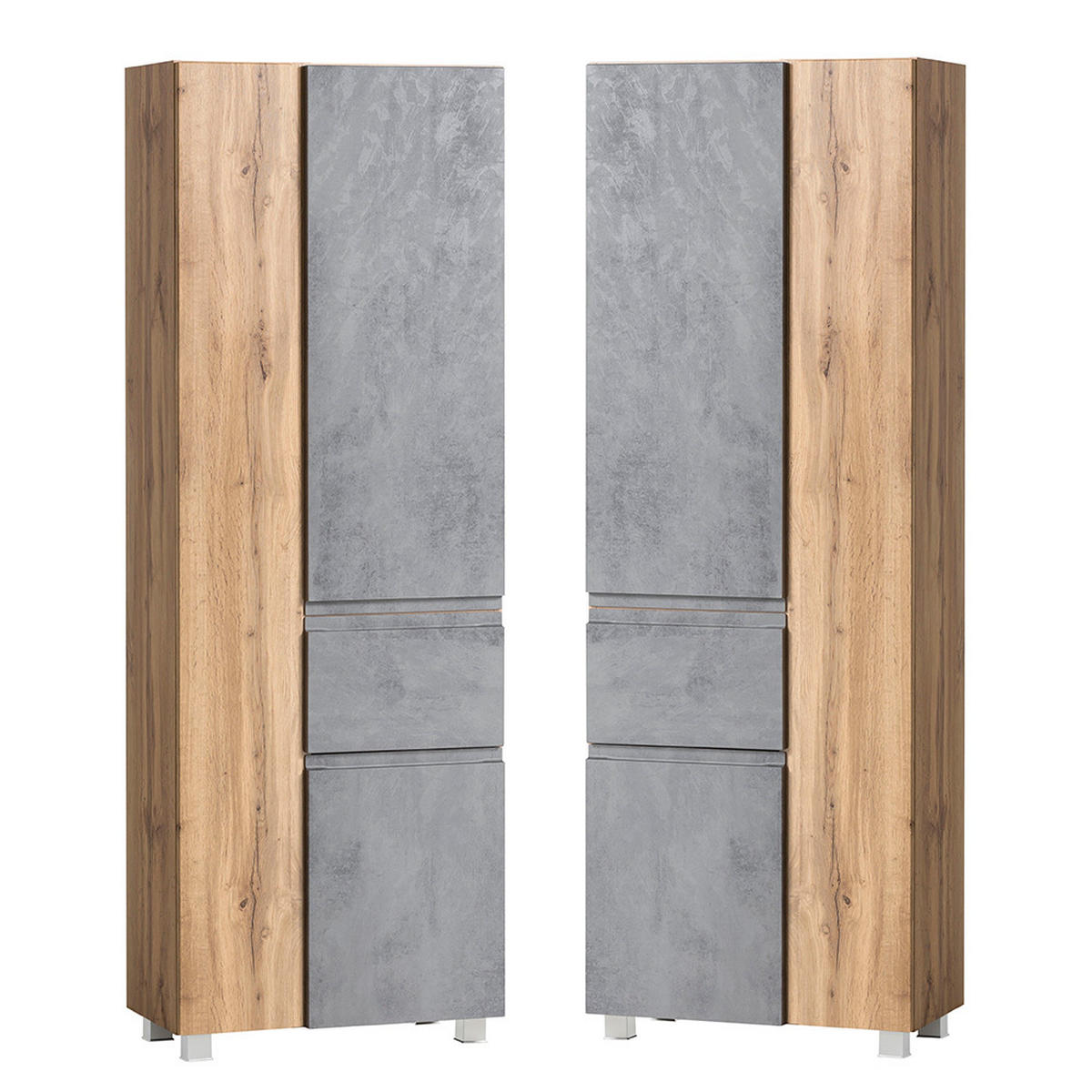 BADMÖBEL-SET 3-TLG. Vasto-03 - Grau, Holzwerkstoff (185/200/47cm) - Lomado