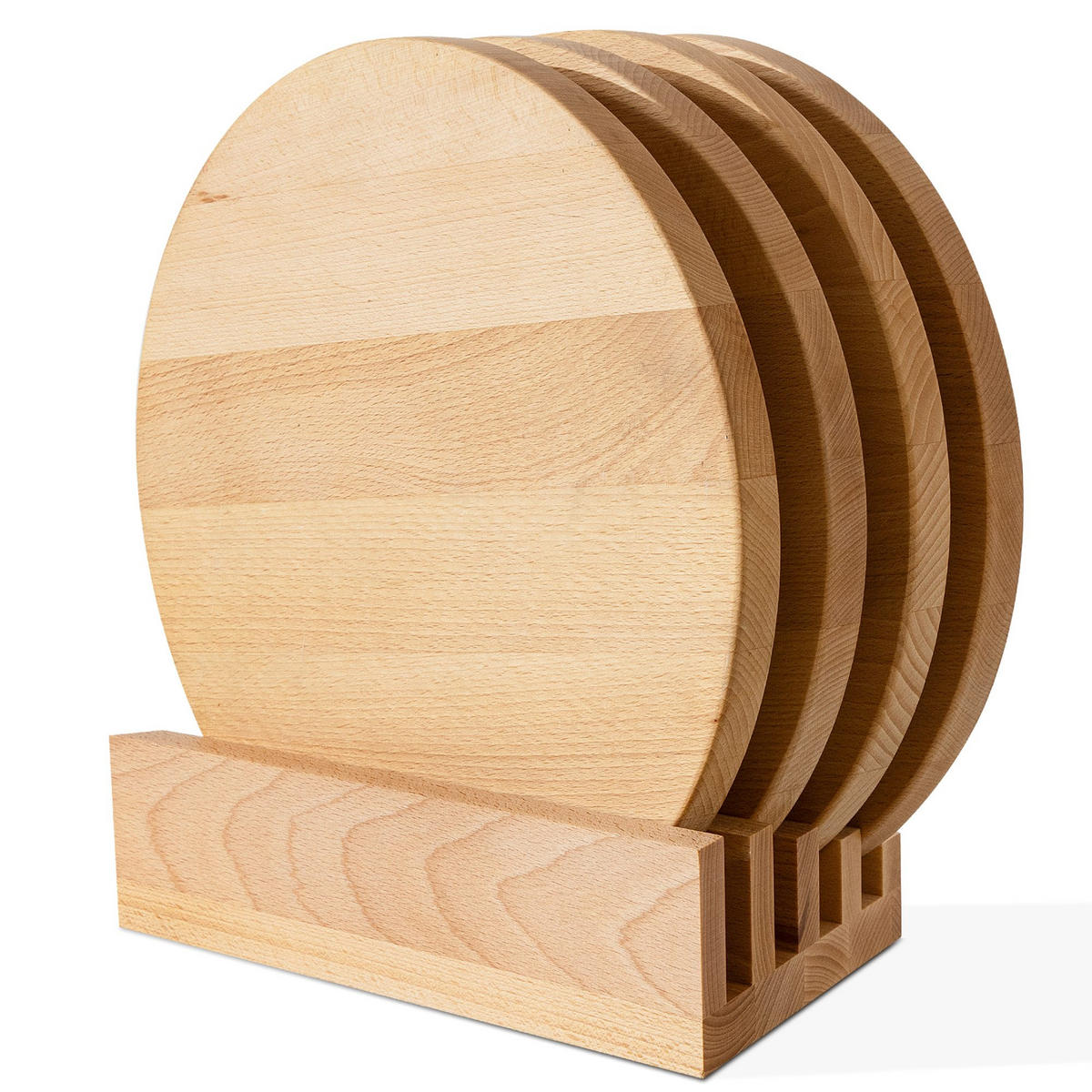 SCHNEIDEBRETT Set mit Halter Hemero 4tlg - Buchefarben, Holz (32/8cm) - KONSIMO®