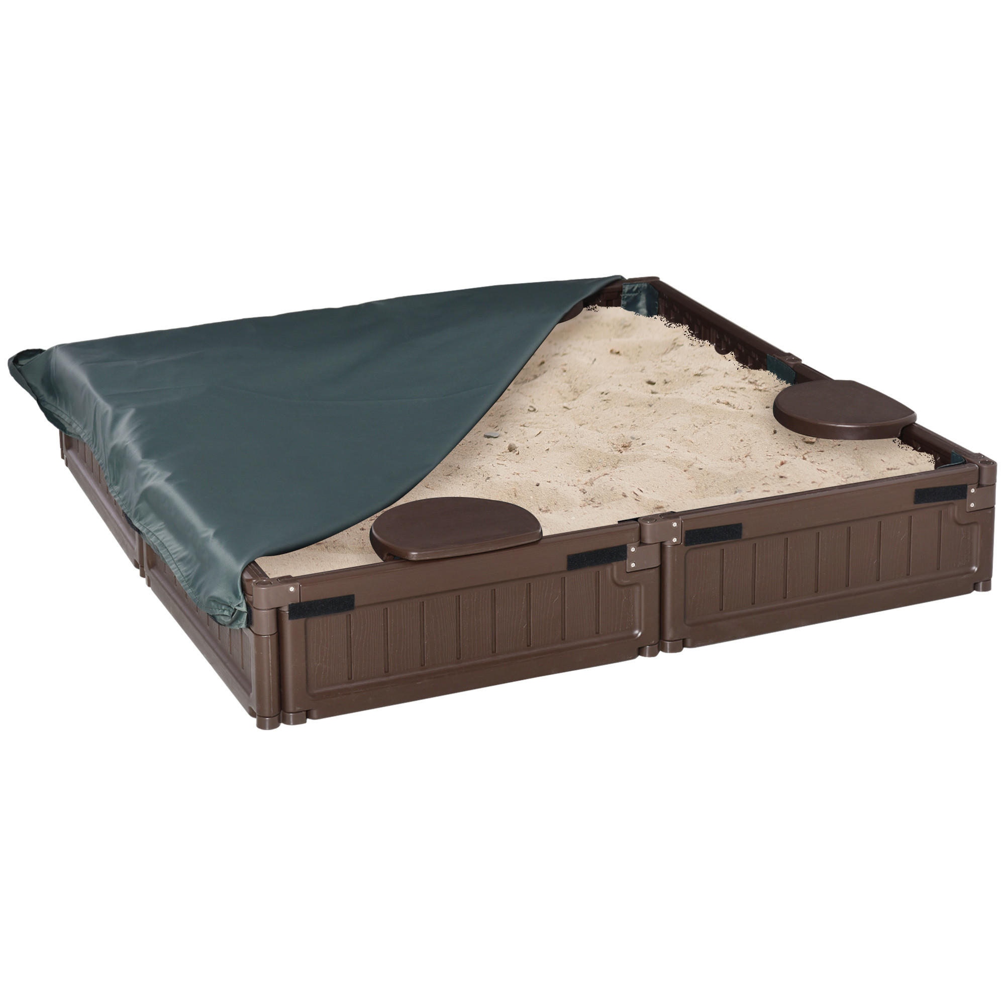 SANDKASTEN, Braun, HDPE - Braun, Kunststoff (123/123/21cm) - Outsunny