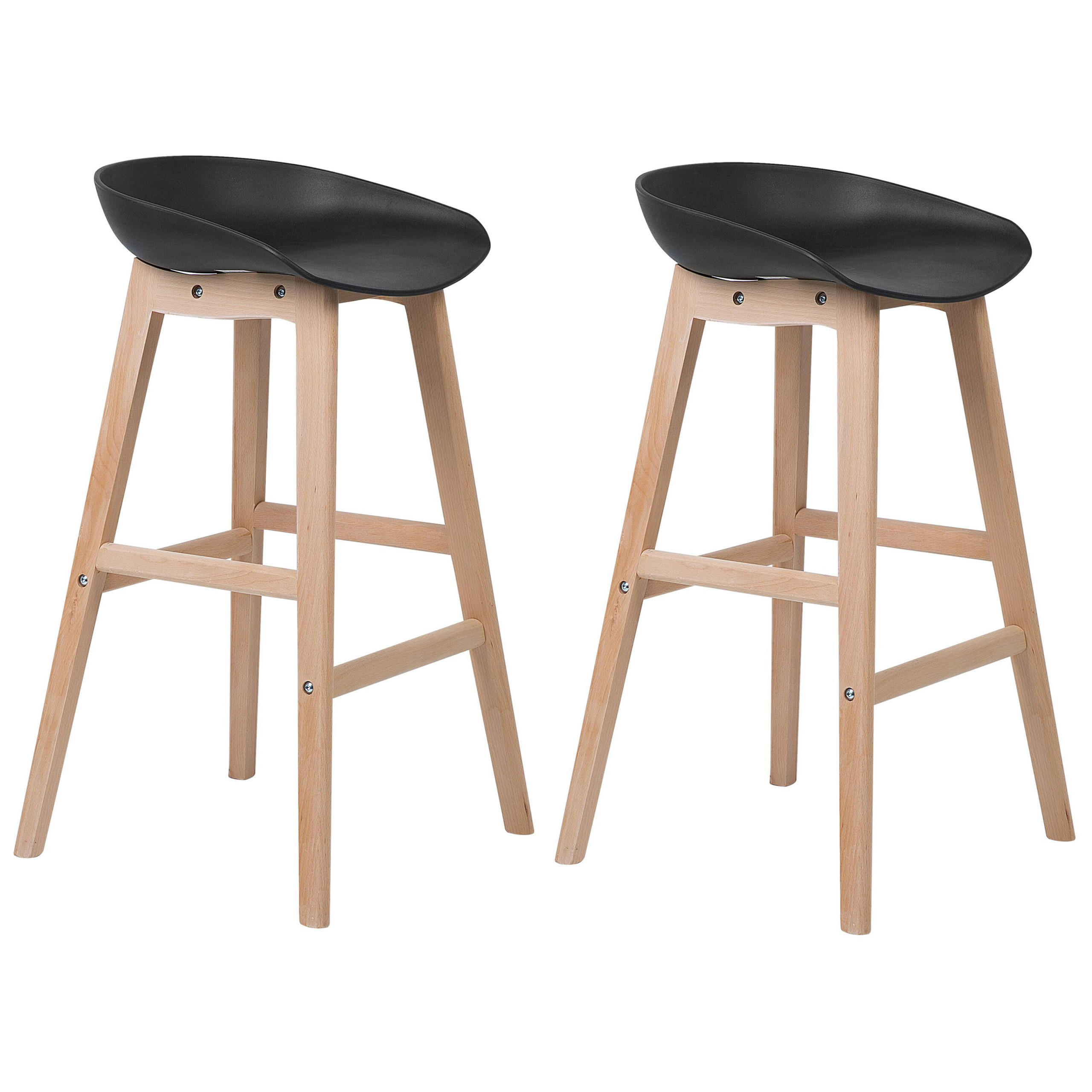 BARSTUHL 2er-Set Kunststoff Schwarz Micco - Schwarz, Holz/Kunststoff (42/85/46cm) - Beliani