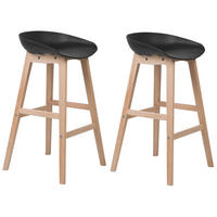 BARSTUHL 2er-Set Kunststoff Schwarz Micco - Schwarz, Holz/Kunststoff (42/85/46cm) - Beliani