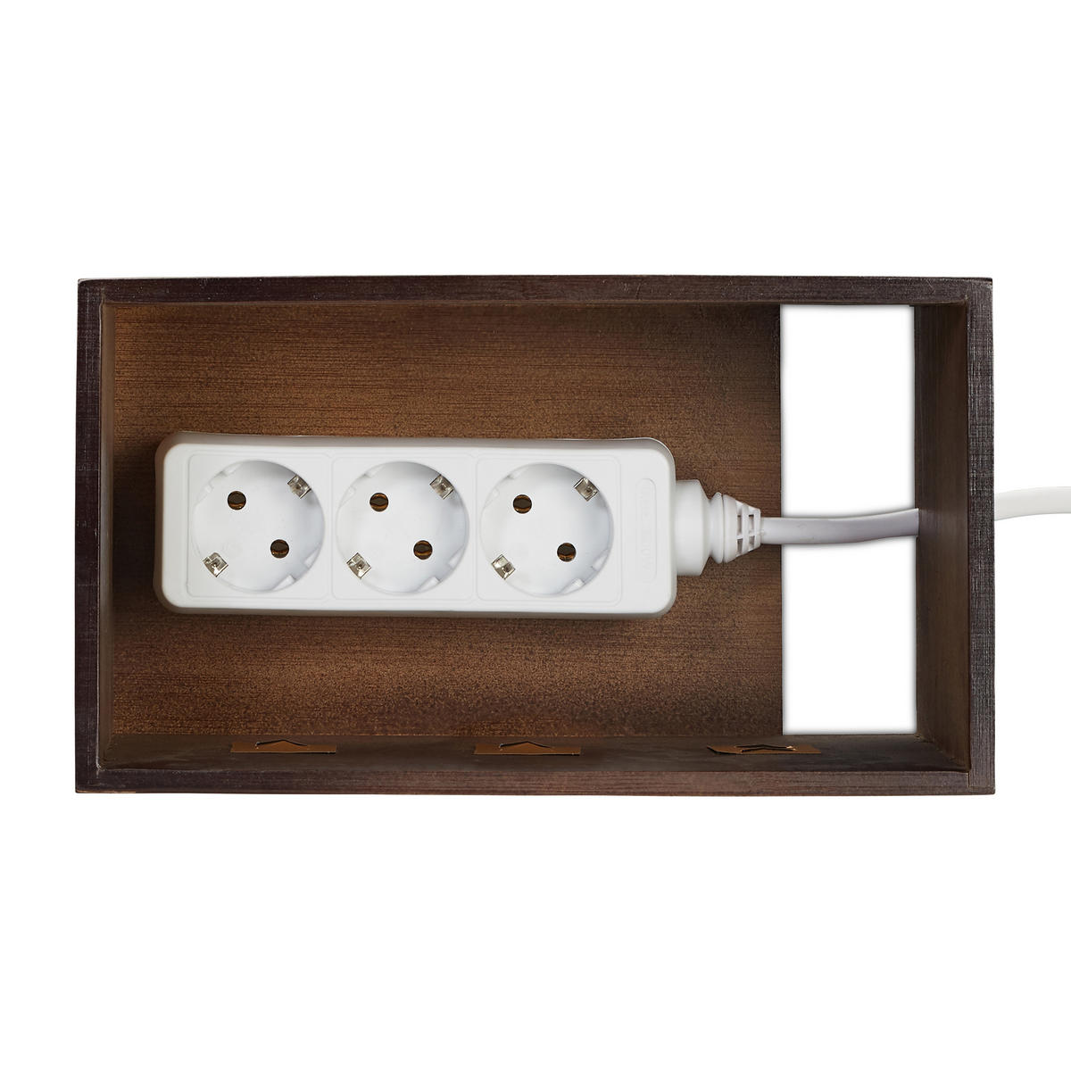 KABELBOX - Dunkelbraun, Holz (14/25.5/16.5cm) - Relaxdays