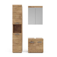 BADMÖBEL-SET Luna Eiche Wotan 3 Teile, mit Hochschrank - Eiche Wotan, Holzwerkstoff (60/56/34cm) - Vicco