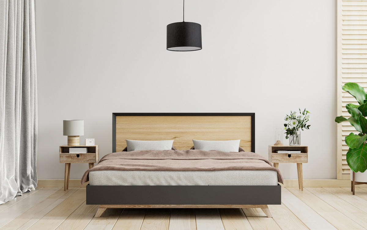 DECKENLAMPENHAUS LUCIA Schwarzer Stoff mit mattiertem Diffusor - Schwarz, Textil (30/30/20cm) - CGC Europe