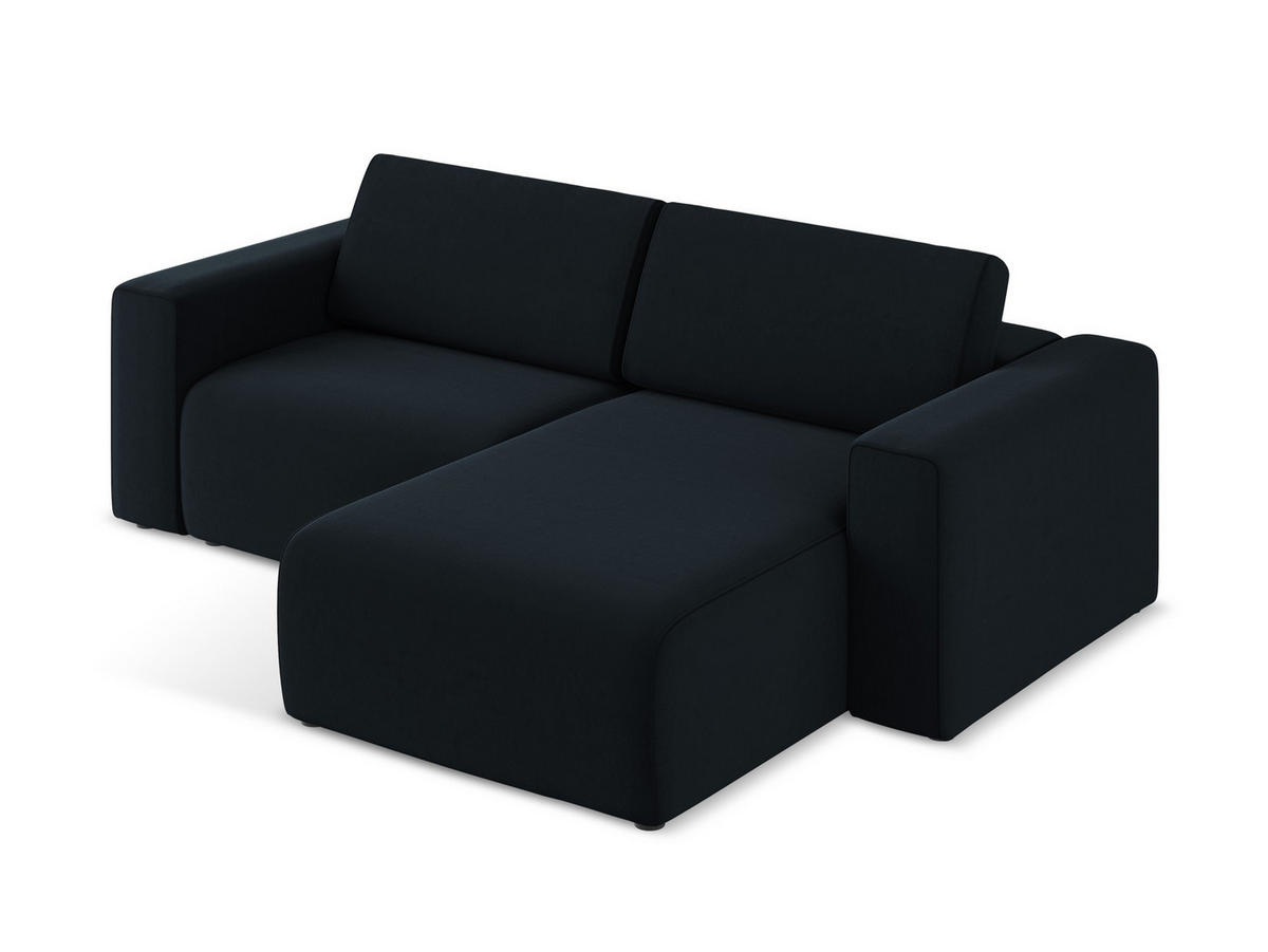 ECKSOFA Rechts Samt Stoff Blau - Blau/Schwarz, Kunststoff/Textil (224/167cm) - Makamii