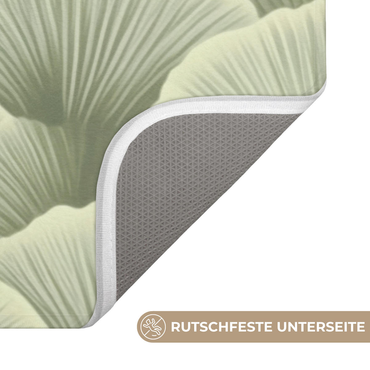 KOUPELNOVÁ PŘEDLOŽKA Vějíř - list - zelený 120x60 cm - pastelově zelená, textil/plast (120/60cm)