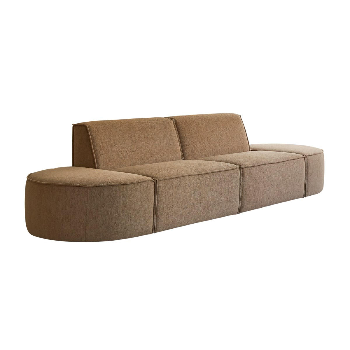 SOFA Dario Braun aus Stoff - Braun, Textil (308/75/93cm) - Tikamoon