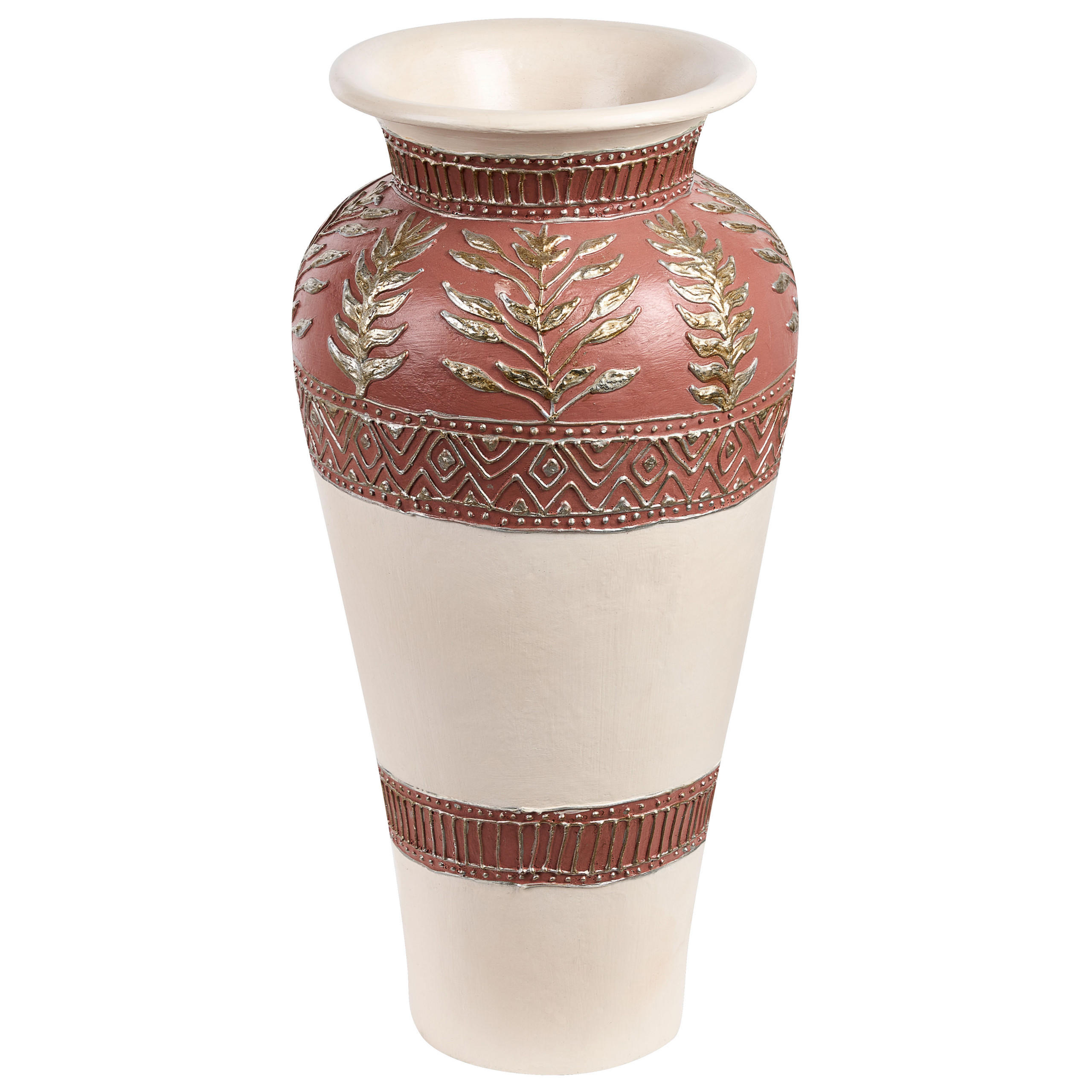 DEKOVASE Terrakotta weiß Seputih - Weiß, Stein (60cm) - Beliani