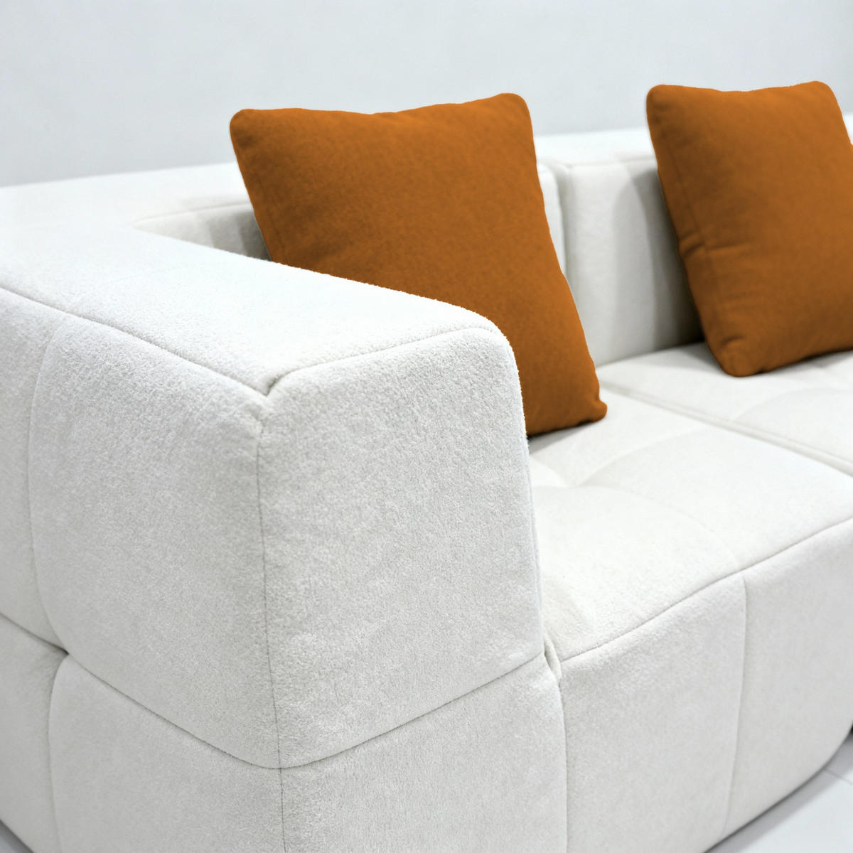 WOHNZIMMERSOFA Eden Simple 3-Sitzer - Weiß Orange - Weiß, Textil (92/71/92cm) - COCO Living