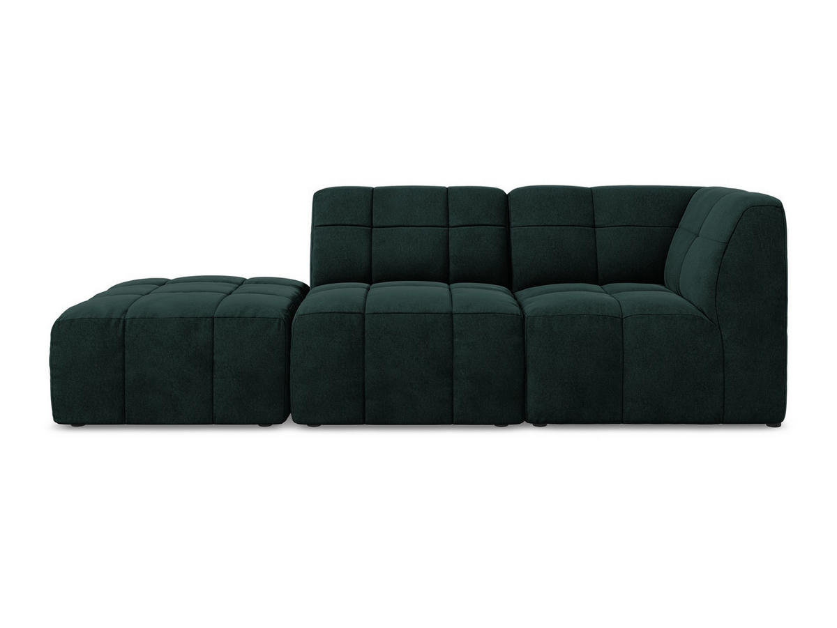 ECKSOFA Links Samt Stoff Grün - Salbeigrün/Schwarz, Holzwerkstoff/Kunststoff (240/90cm) - Makamii
