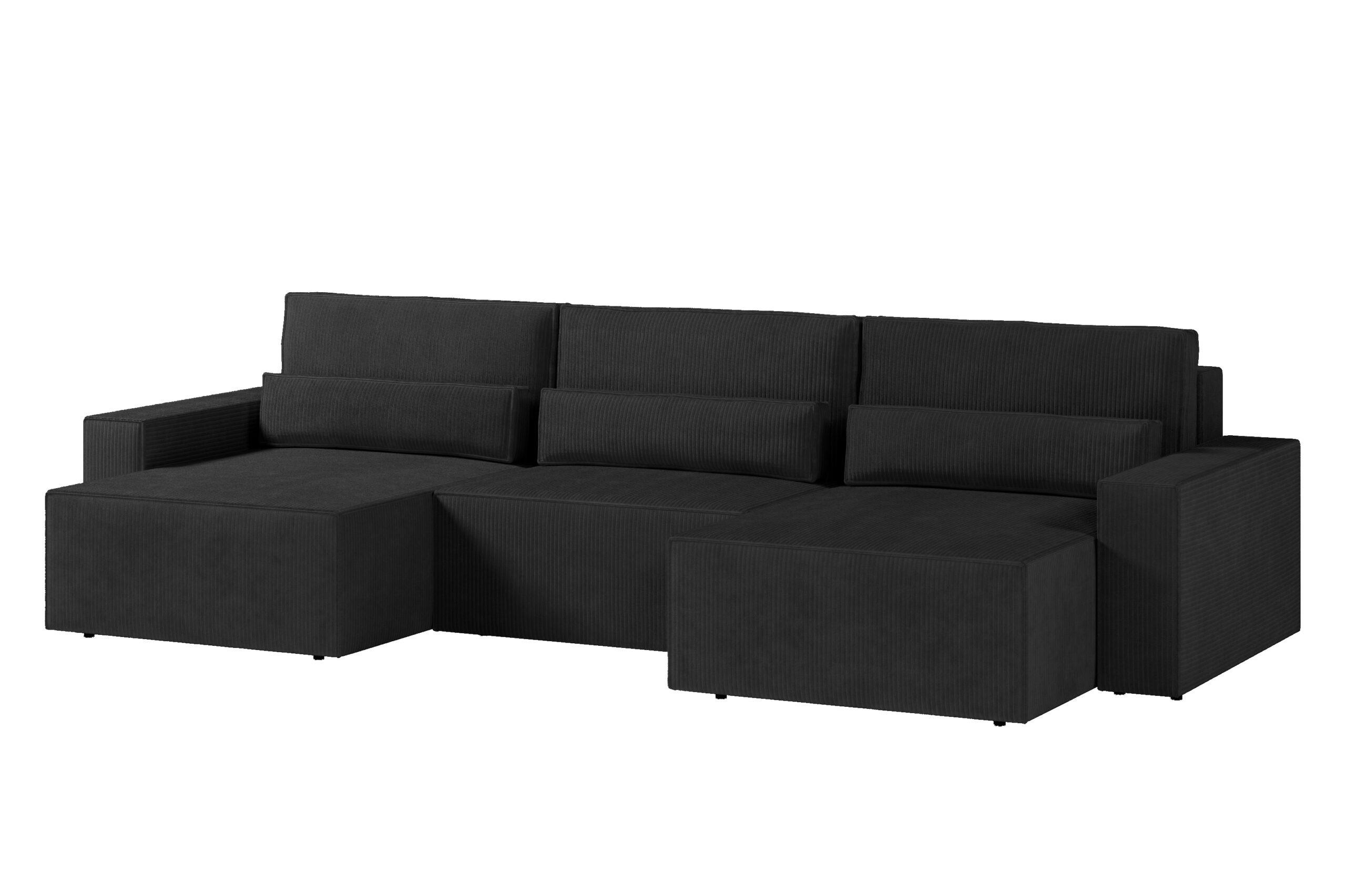 WOHNLANDSCHAFT DENVER U mini - Schwarz - Schwarz, Holzwerkstoff (350/92/162cm) - Möblo