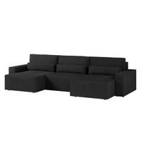 WOHNLANDSCHAFT DENVER U mini - Schwarz - Schwarz, Holzwerkstoff (350/92/162cm) - Möblo