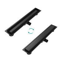 DUSCHRINNE Edelstahl Schwarz 60/11 cm - Schwarz, Metall (11/9/60cm) - EMKE