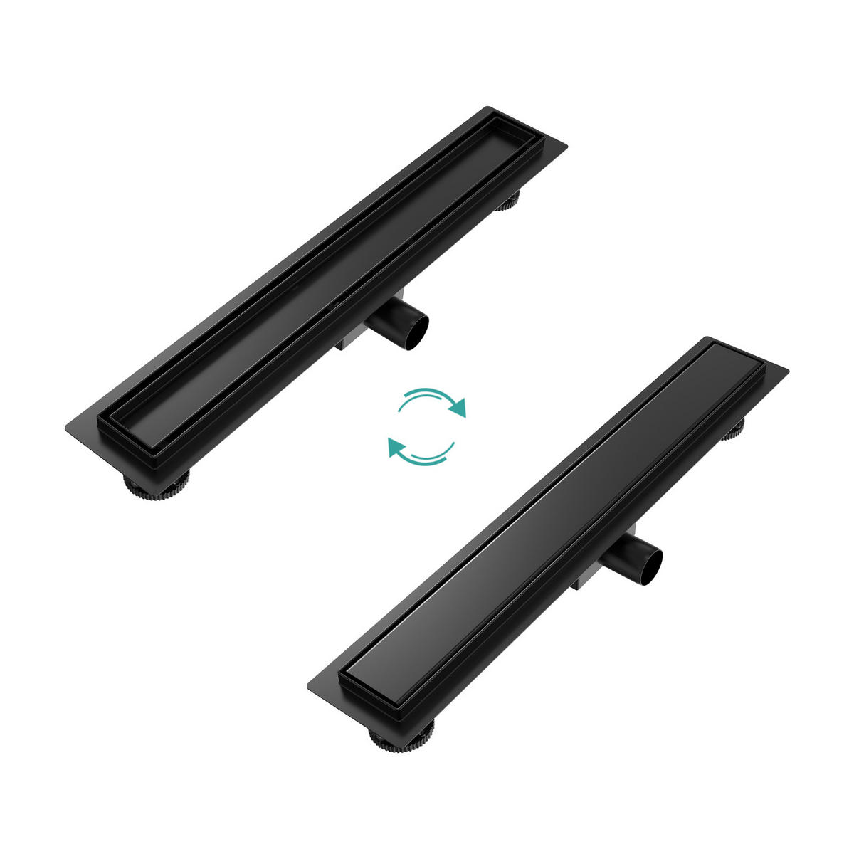 DUSCHRINNE Edelstahl Schwarz 60/11 cm - Schwarz, Metall (11/9/60cm) - EMKE