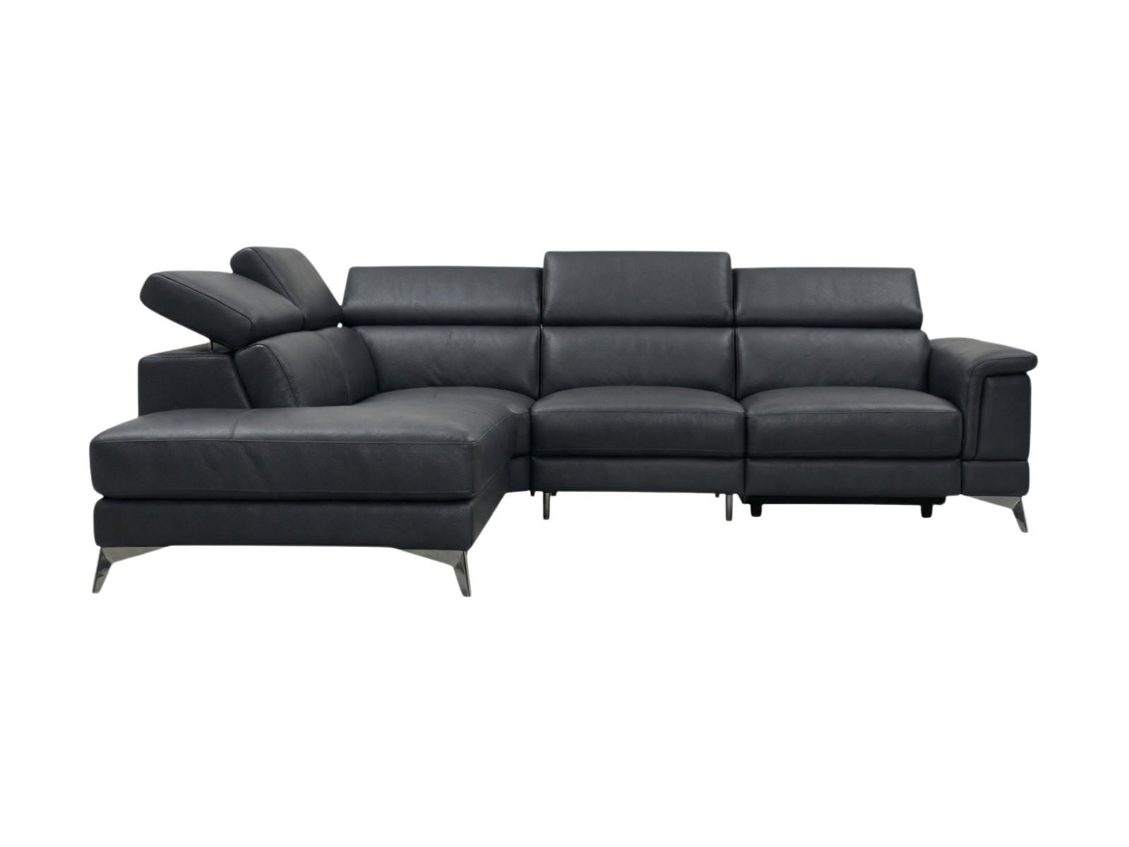 ECKSOFA Planet Echtleder Schwarz - Schwarz, Leder/Metall (232/256cm)