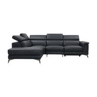 ECKSOFA Planet Echtleder Schwarz - Schwarz, Leder/Metall (232/256cm)