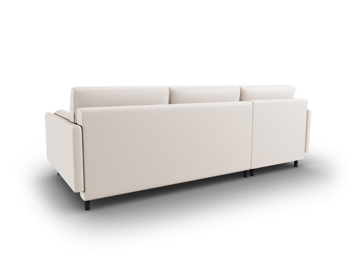 AUSKLAPPBARES-ECKSOFA links mit Container Scott aus strukturiertem Stoff leichtes beige 5 Sitzplätze - Beige, Textil (142/212cm) - Micadoni