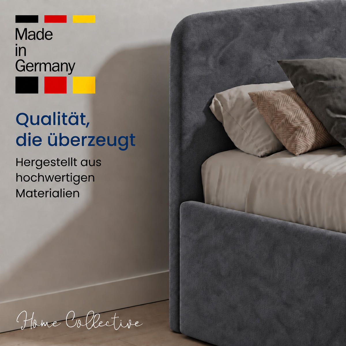 POLSTERBETT 200x200 cm Microvelours in Anthrazit - Anthrazit, Textil (200/200cm) - Home Collective