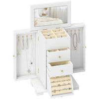 SCHMUCKKASTEN DE-18315 4-stöckig mit Spiegel & 2 Schubladen Weiß - Weiß, Holzwerkstoff (16/33.5/26.5cm) - ComfortXL