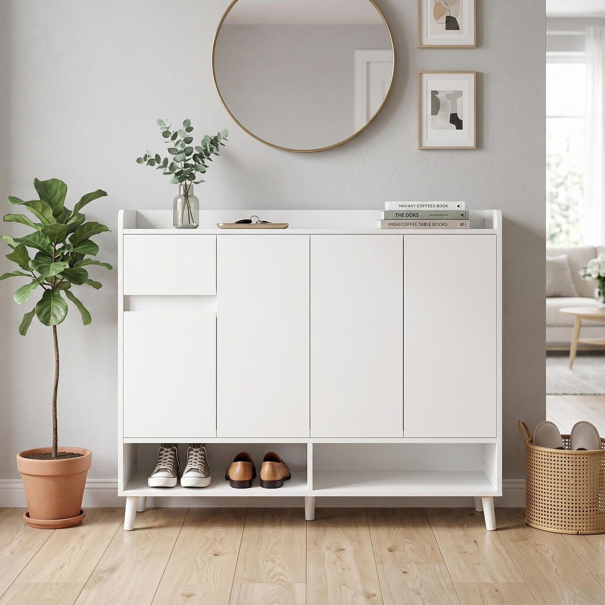 SIDEBOARD bílý úložný prostor komoda skříň - bílá, kompozitní dřevo (120/99/35cm) - Urban Meuble