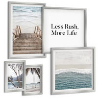 BILDER SET 5er Set - 50x50 cm & 20x30 cm & 40x60 cm Silberner Rahmen - Tropenurlaub - Silberfarben, Kunststoff (40/60cm) - TULUP