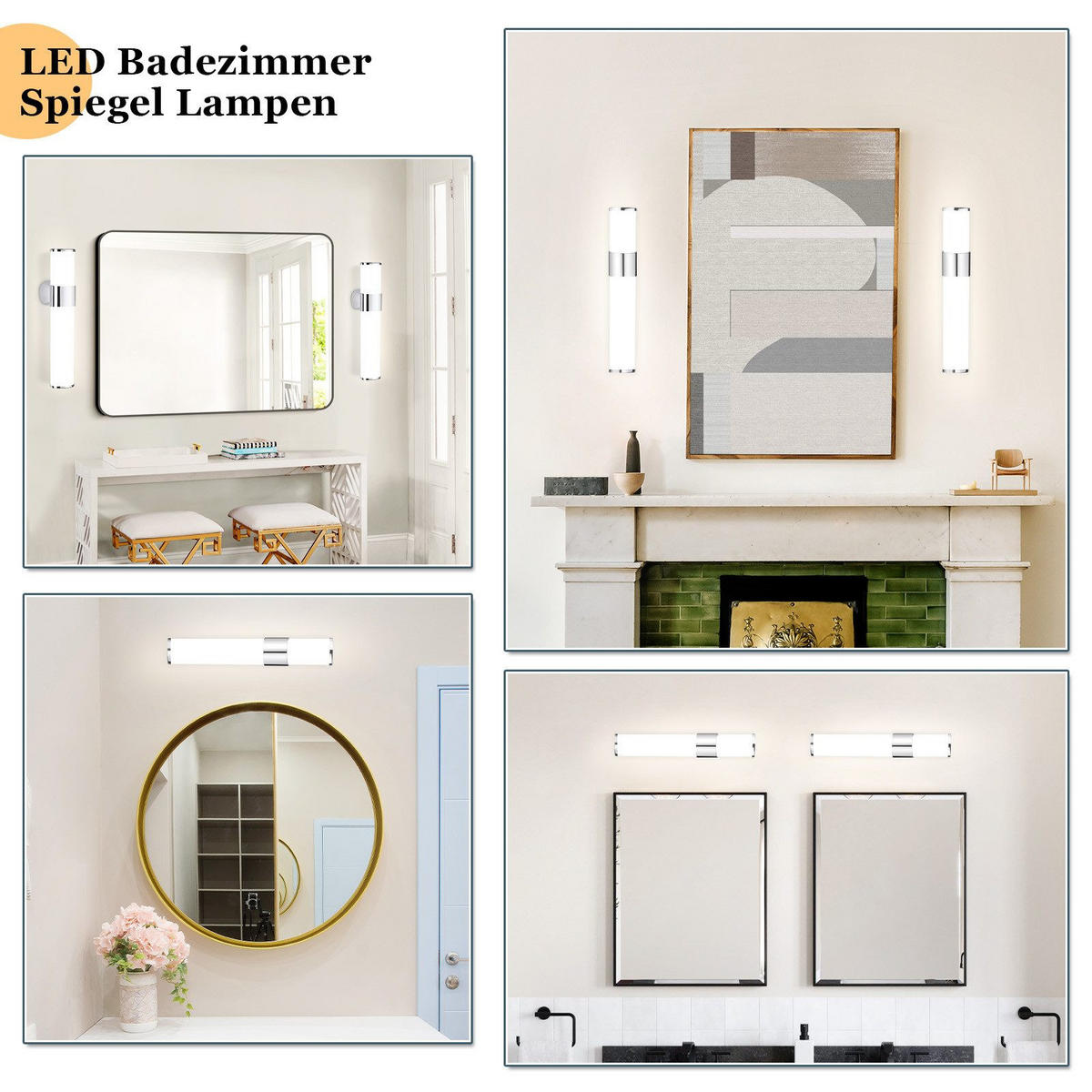 SPIEGELLEUCHTE Wiesbaden(2er-set) 30/6.8/12.8 cm - Chromfarben, Kunststoff (30/6.8/12.8cm) - Nettlife