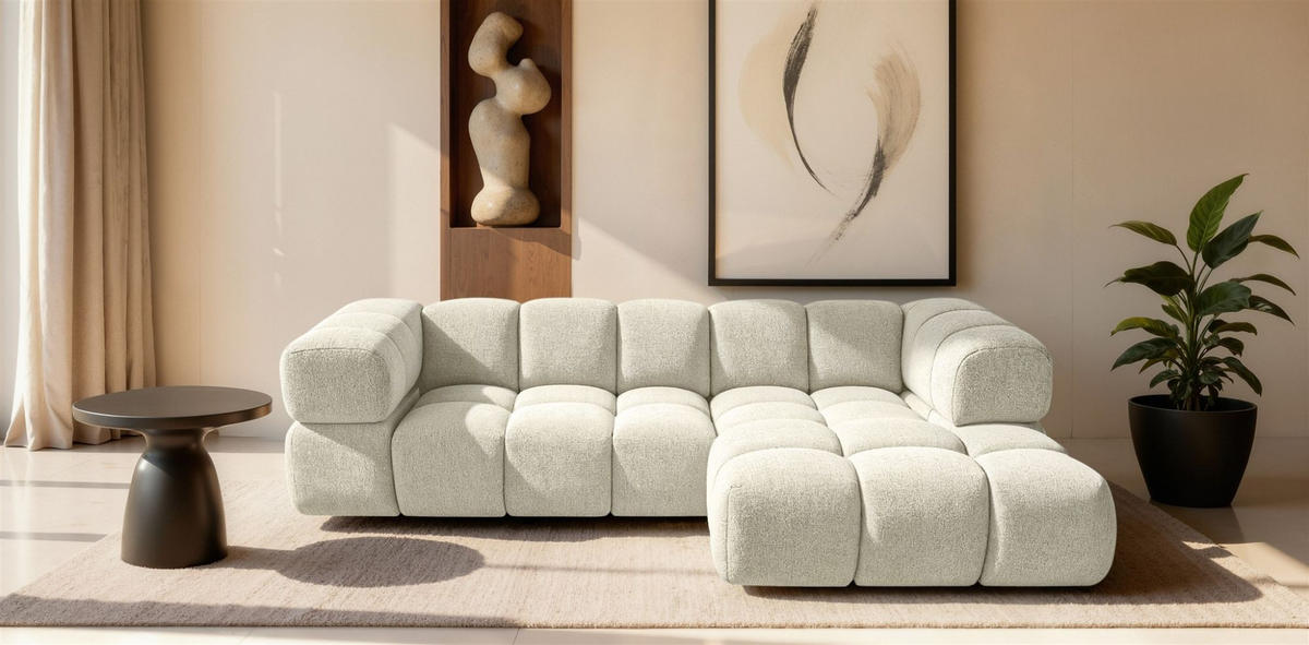 ECKSOFA Blanche In Puente - Creme, Holzwerkstoff/Textil (150/280cm) - Fun Möbel